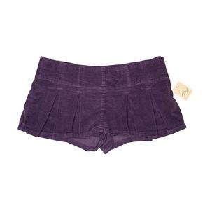 Free People Pleated Micro Mini Corduroy Plum Purple Skort Women's Size 2 Y2K